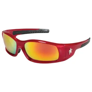 MCR Safety Swagger SR1 Safety Glasses Red Frame with Fire Mirror Lenses