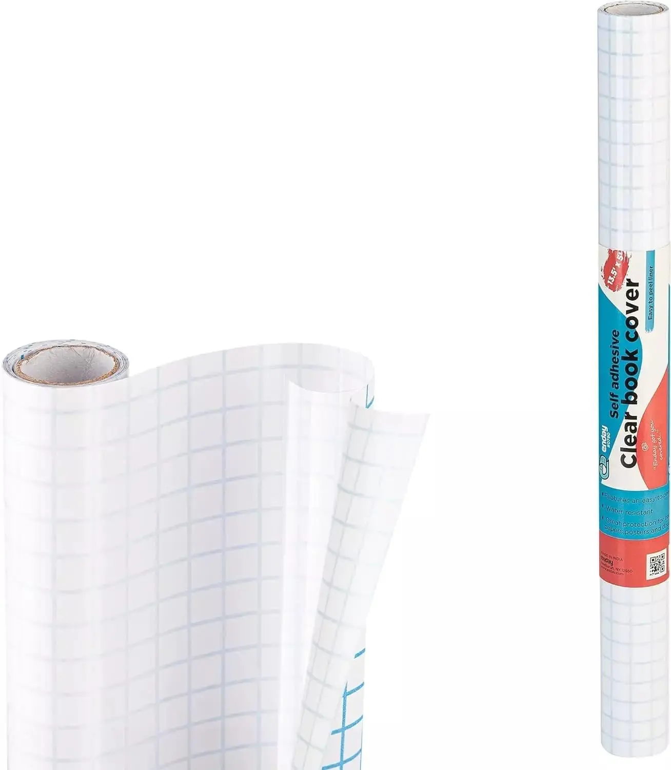 Enday Contact Paper Clear, 13.5 x 5-Feet, Transparent Self Adhesive Book and Textbook Covers for Paperbacks and Hard Covers, Plastic Protective Covering Contact Paper Roll, Acid Free