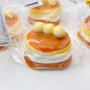 【Buy 3 get 1 free】Caramel Soy Soufflé Plush tabba squishies kidstoysFood-Grade Silicone Slow-Rising Rebound Squishy Fidget Toys for Stress Relief - Soft Squeeze Toys with Thick Creamy Slime Texture, Handmade Non-Toxic Sensory Toys