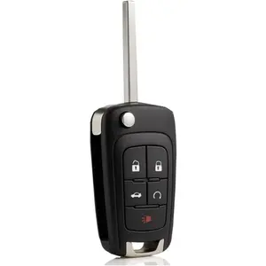 5-Button Flip Key Fob: Keyless Entry Remote Replacement for Chevy Camaro Malibu Sonic Equinox Impala Cruze GMC Terrain Buick Allure Lacrosse Regal Verano Encore, OHT01060512, V2T01060512, 315MHz
