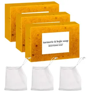 Lemon Turmeric Kojic Acid Soap, Turmeric & Kojic Acid Brightening Soap,Kojic Acid Soap, DarkSpot Remover,  Soap Body Care Body Wash Lemon Flawless Organic jabon  curcumakojic