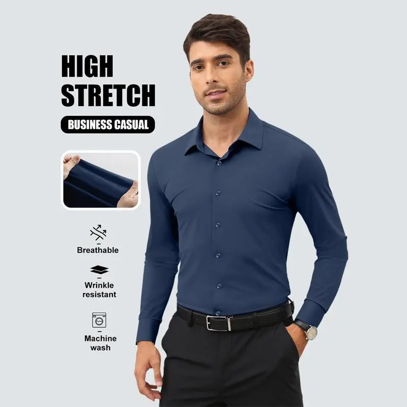 Alimens&Gentle Dress Shirts 16-Way Stretch Slim Fit Long Sleeve Button Down Business Casual Shirts Wrinkle Free Traveler Shirts Top Menswear sohochic style Alimens&Gentle Dress Shirts 16-Way Stretch Slim Fit Long Sleeve Button Down Business Casual Shirts Wrinkle Free Traveler Shirts Top Menswear sohochic style