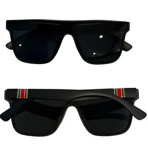 Black frame full lens red/green gold trim sunglasses uv400 protection sun