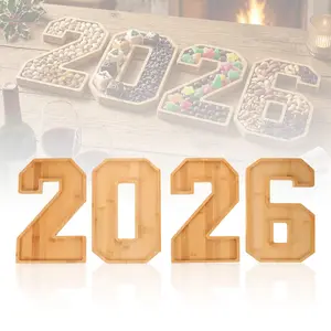 2026 Bamboo Filled Number Tray, Graduation Party Decoration, Bamboo Serving Platter for Birthday Parties, Anniversaries