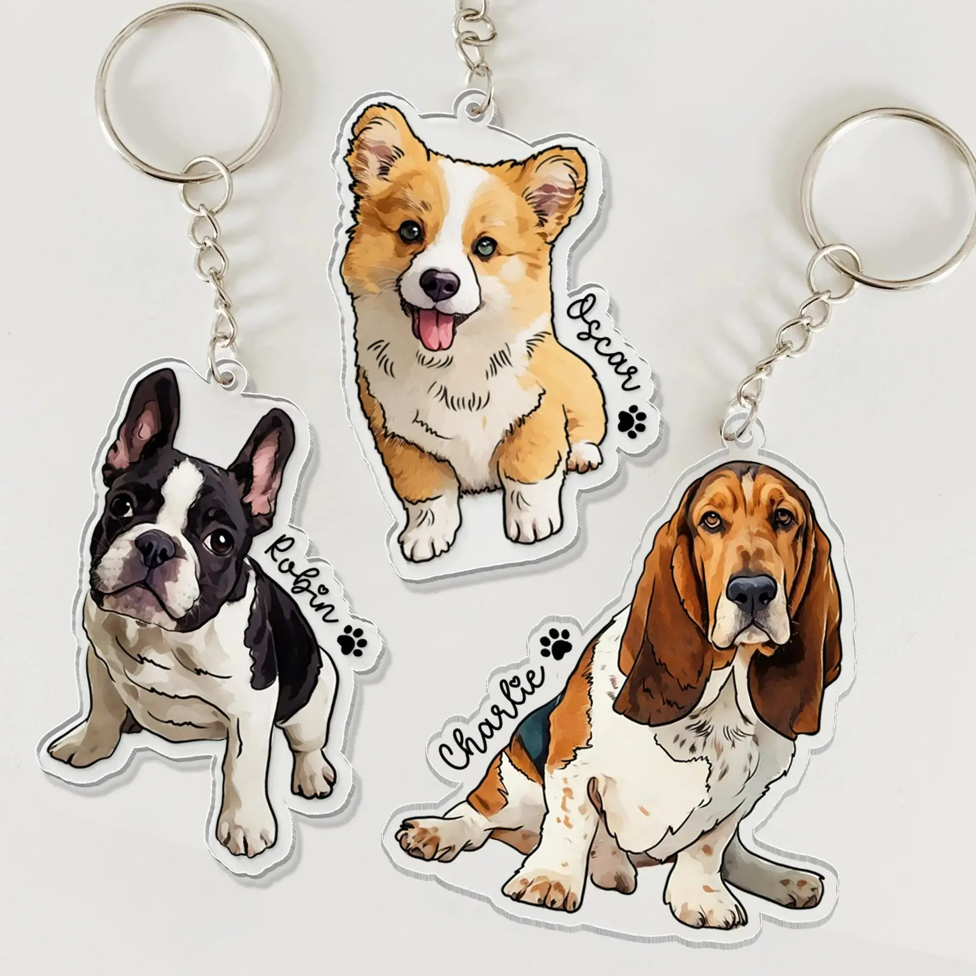 Custom Pet Photo Acrylic Keychain – Personalized Dog Photo Acrylic Keychain, Memorial Gift for Pet Lovers