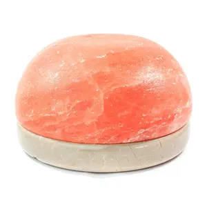 7" Himalayan Salt Dome Lamp w/ Tavera Marble Base