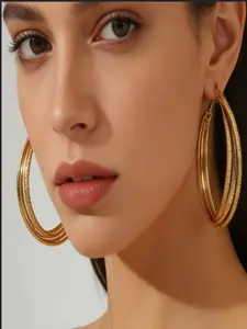 Luxury Twisted Multi-Layer Hoop Earrings for Women, European Style Glitter Ear Cuffs, Unique Design High-End Jewelry