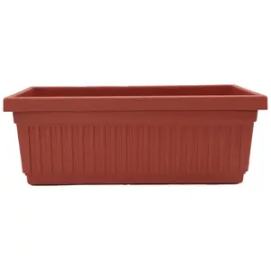 The HC Companies 18-Inch Venetian Window Planter Box with Drain Plug, Clay