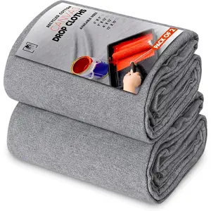 Recycled  Canvas Drop Cloth (9 x 12  - Pack of 2) - Recycled  Painters Drop Cloth for Painting, Furniture & Floor Protection -  Purpose Canvas tarp with Double Stitched Edges