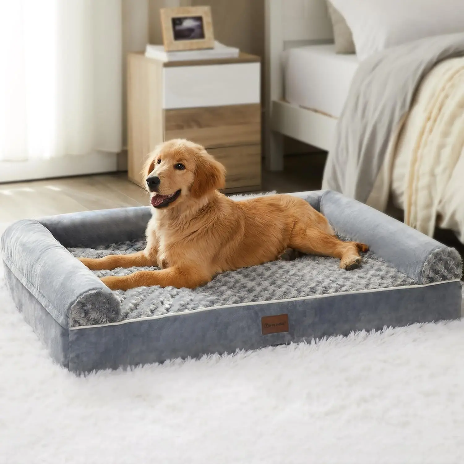 BFPETHOME Orthopedic Cooling Washable Dog Beds Large Sized Senior Dog for Comfy Sleeping with Removable Cover, Waterproof Big Soft Pet Couch Bed for Dogs Relax