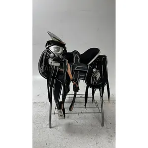 Charro Saddle – Black/Piteada/Leather/Silver Details (15.5”)