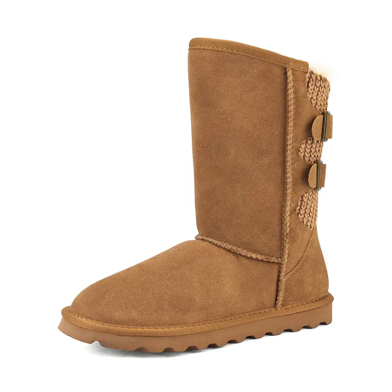 Dream Pairs Women's Classic Winter Boots, Soft Faux Fur Lined Mid-Calf Footwear with an Adjustable Buckle, Low Heel and Slip-Resistant EVA Sole