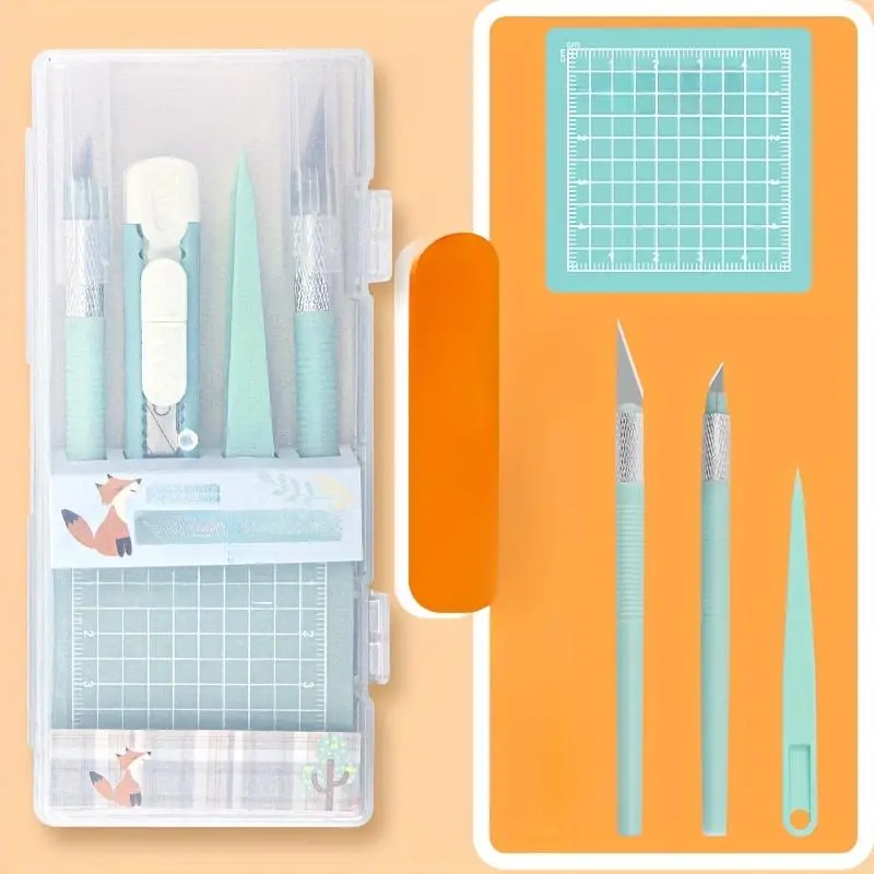 Complete DIY Scrapbooking Kit with Non-Expandable Handle, Brush Tip Markers, Pens, Carving Knives, Tweezers & Cutting Mats for Everyday Office Use Crafts