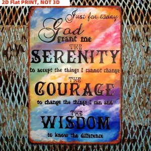 8x12 Inch Serenity Prayer Metal Wall Decor Vibrant Inspirational Quote Art Contemporary 2D Flat Metal Sign for Home Bar Garage Cafe Office Easy Wall-Mounted Installation No Batteries Needed
