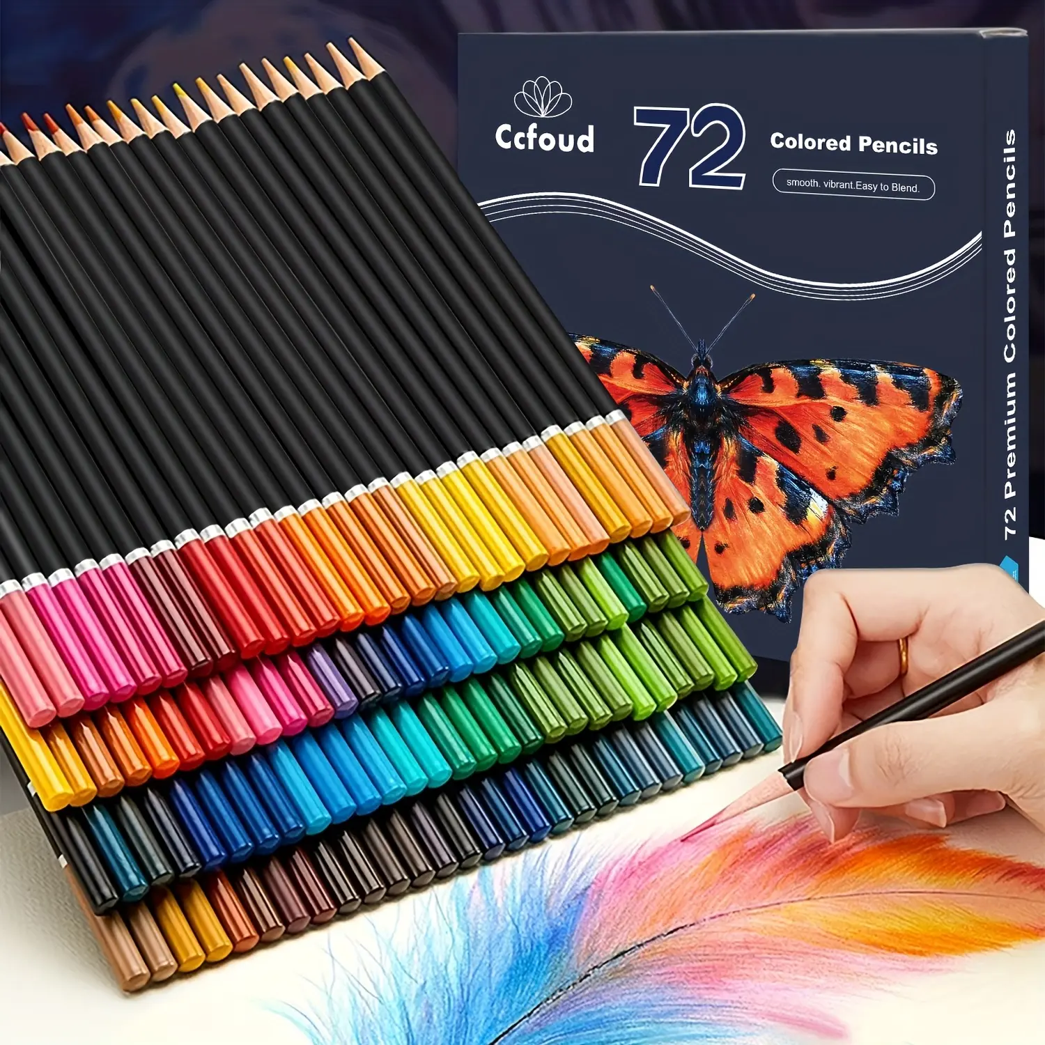 72 Count Colored Pencils for Adult Coloring Books, Soft Core,Ideal for Drawing Blending Shading,Color Pencils Set Gift for Beginners Artists