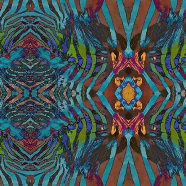 Peel and Stick Wallpaper - African Paint / Turquoise