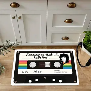 1pc Stranger Things Max Tape Print Rug, Non-Slip Mat, Vintage Style Indoor Carpet for Movie Theme Pop Culture Decor