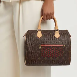 Pre-owned Louis Vuitton Canvas Tote Bags Perforated Speedy 30 w/Orange Interior