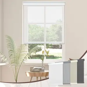 Allesin zen Free-Stop Cordless Cordless Blinds for Windows, 5% Openness, UV Protection, Light Filtering Roller Shades with View-Through Function for Home, Safe Cordless Design,Natural Woven