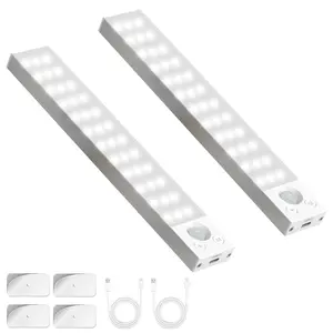 Under Cabinet Lights - 2 Pack Dimmable Motion Sensor Lights Indoor - Rechargeable Under Cabinet Lighting Wireless,Closet Lights, Mother's Day gifts fathersdaygift