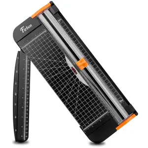 Firbon 12 Inch Paper Cutter Titanium Paper Trimmer Multi-Function Scrapbooking Tool with Automatic Security Safeguard & Side Ruler for Craft Paper, Photo, Label, Coupon, Postcard and Cardstock