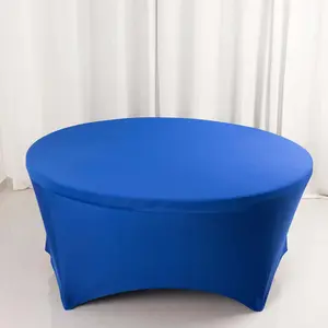 Stretch Spandex Round Tablecloth 6ft Royal Blue - Easy to Maintain Form-Fitting Table Cover