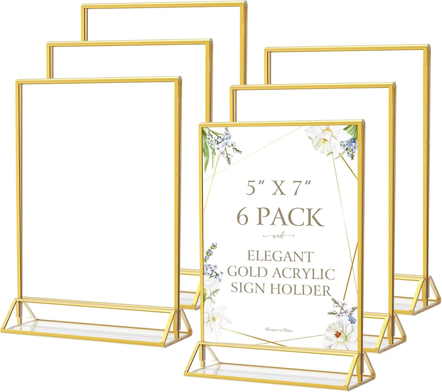 MaxGear Transparent Acrylic Sign Holders - Double-Sided Mini Photo Frames with Border, Waterproof Display Frames for Wedding Restaurant Desk Organization, Table Number Menu Flyer Stands