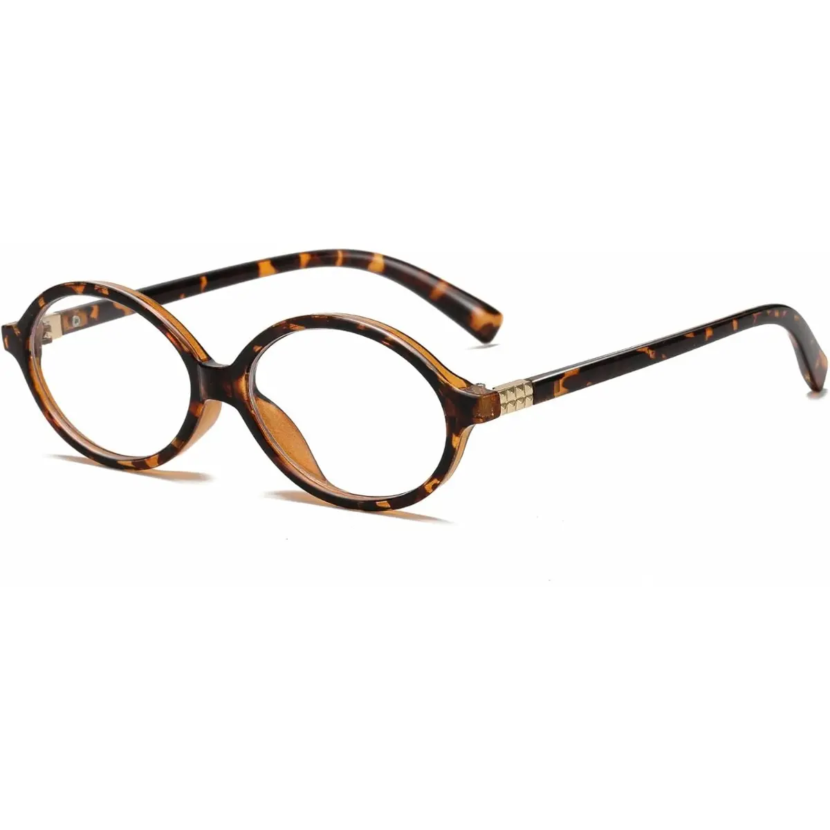 Unisex Retro Tortoise Full Rim Blue Light Eyeglasses - Oval Round Original Lens, Classic Fashion Statement Frame, Office Wear Nerd Aesthetic Eyewear for Daily Matching, Blue Light Glasses, Retro Look, Tortoiseshell, Acetic Acid, Normal Size, Side Temples