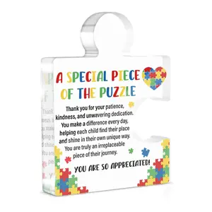 Teacher Appreciation Gifts for Women Men, Thank You Gifts for Teacher Acrylic Puzzle Plaque Sign Teacher's Office Desk Decor