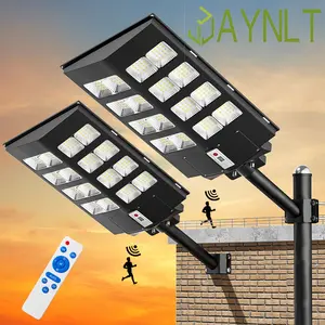 2PACK 3500w 30000mAh Solar Street Lights Outdoor,  Commercial Parking Lot Light, 6500K Dusk to Dawn Solar Security Flood Lights Motion Sensor Solar Led Lamp for Basketball Court, Road, Playground Rechargeable Lighting