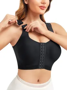 Women's Solid Color Adjustable Front Buckle Wireless Sculpt Bra, Push Up Comfortable Breathable Bra, Women's Lingerie for All Seasons, Adjustable Strap Bra