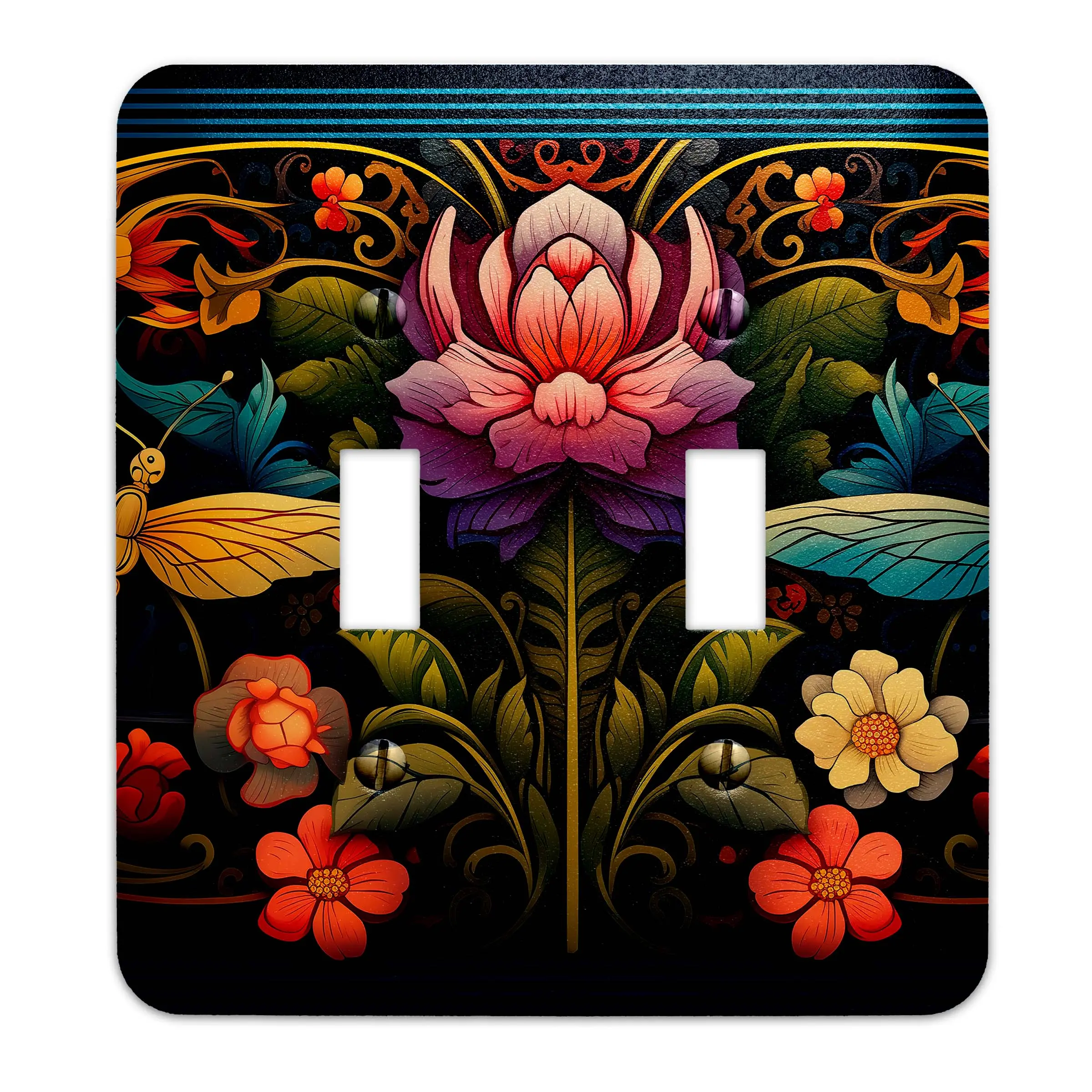 Decorative Switchplate -  Art Nouveaux Gilded Garden Symphony Metal Light Switch Cover, Multiple Sizes, Home Decor - #5329