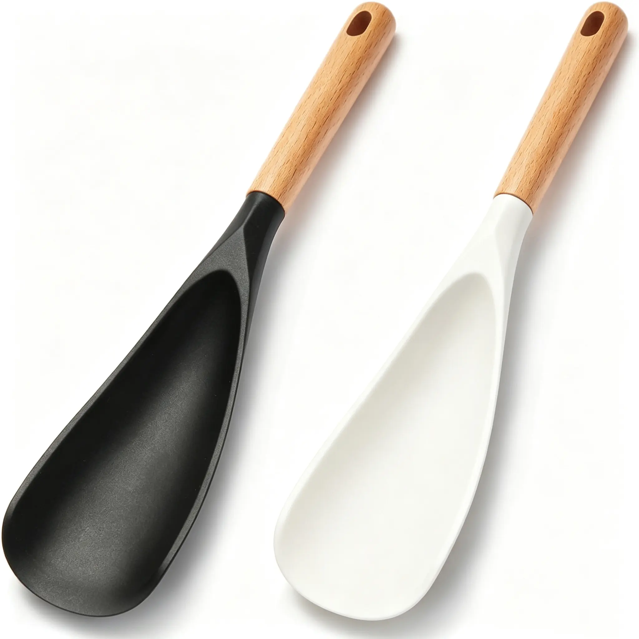 Cooking Spoon for Nonstick Cookwares, Sturdy BPA-Free Matte Silicone Wood Handle Spoon for Mixing, Scoop, and Scrape, Great for Cooking and Serving