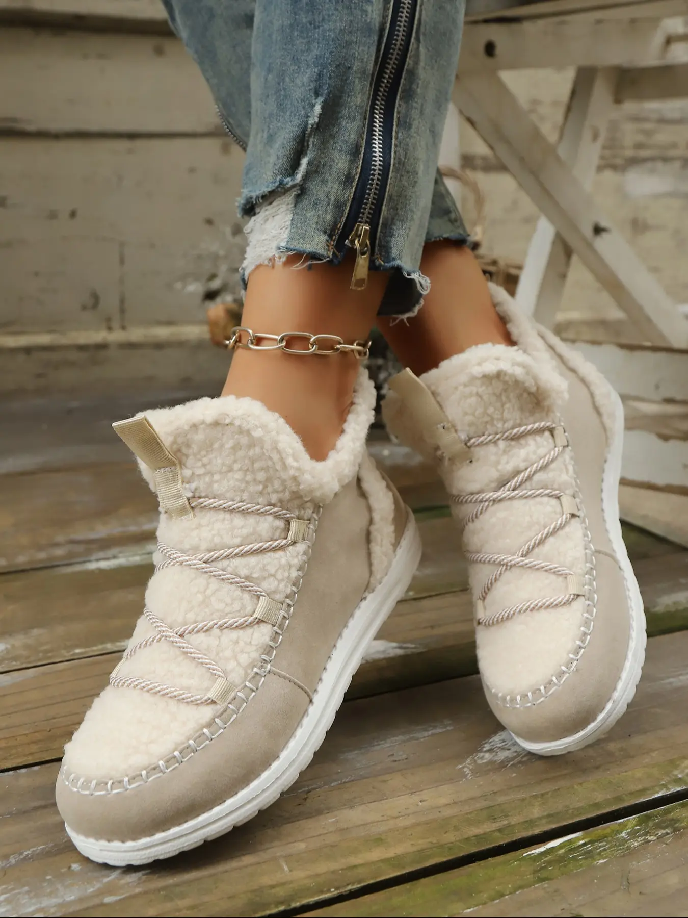 Women's Loafers Casual Soft Fuzzy Memory Foam Insoles, Lightweight Walking Shoes, Casual Fashion Shoes, Anti-Slip Women's Footwear, Comfortable Daily Wear, Winter All-Day Use, Casual Lifestyle Footwear