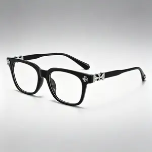 Classic Flat Lens Blue Light Blocking Fashion Eyeglasses, Unisex Full Rim Plastic Square Frame Glasses, Anti Eye Strain Ultra Light Durable Eyewear, Fashion Casual Elegant Spectacles for Men Women Office Work Daily Study Gaming Use