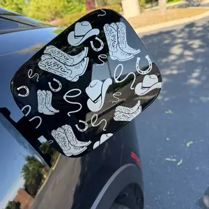Cowboy themed Gas tank decal - car decal funny - vinyl car decal - truck decals - funny decals - car stickers - truck stickers - stickers for gas cap - cowboy hat - cowboy boots - lasso - horseshoe
