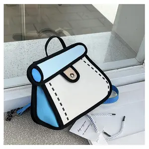 Funny Cartoon Crossbody Bag Creative Cute Handbag Drawing Canvas Bag for Women & Men