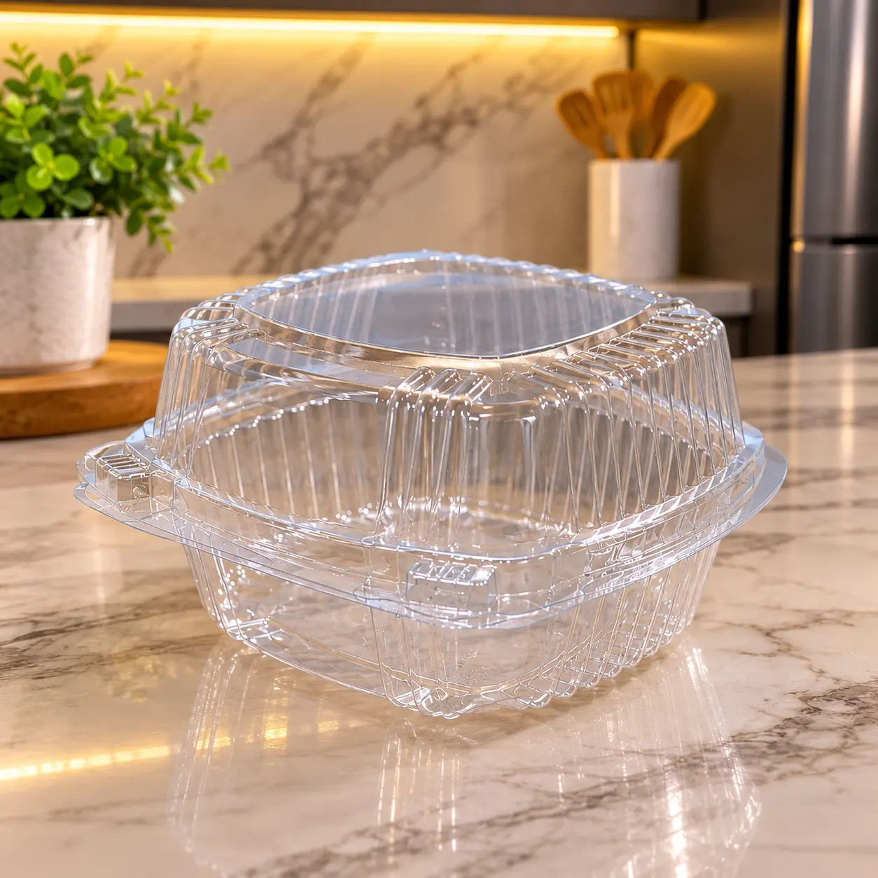 6x6 Inch Clear Hinged Clamshell Containers – Disposable Plastic Dessert Boxes – Fits 4 Inch Cake Pans –  50 Pack