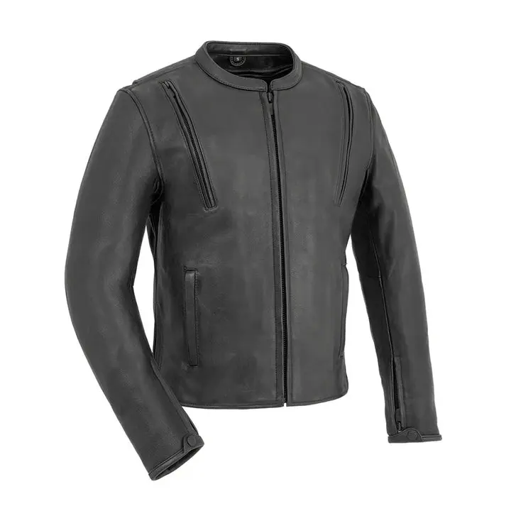 Renegade Rider Men’s Motorcycle Real Leather Jacket - Genuine Cowhide, Classic Club Style, Ample Storage, Concealed Pockets, Breathable Comfort, Durable YKK Zippers - Casual