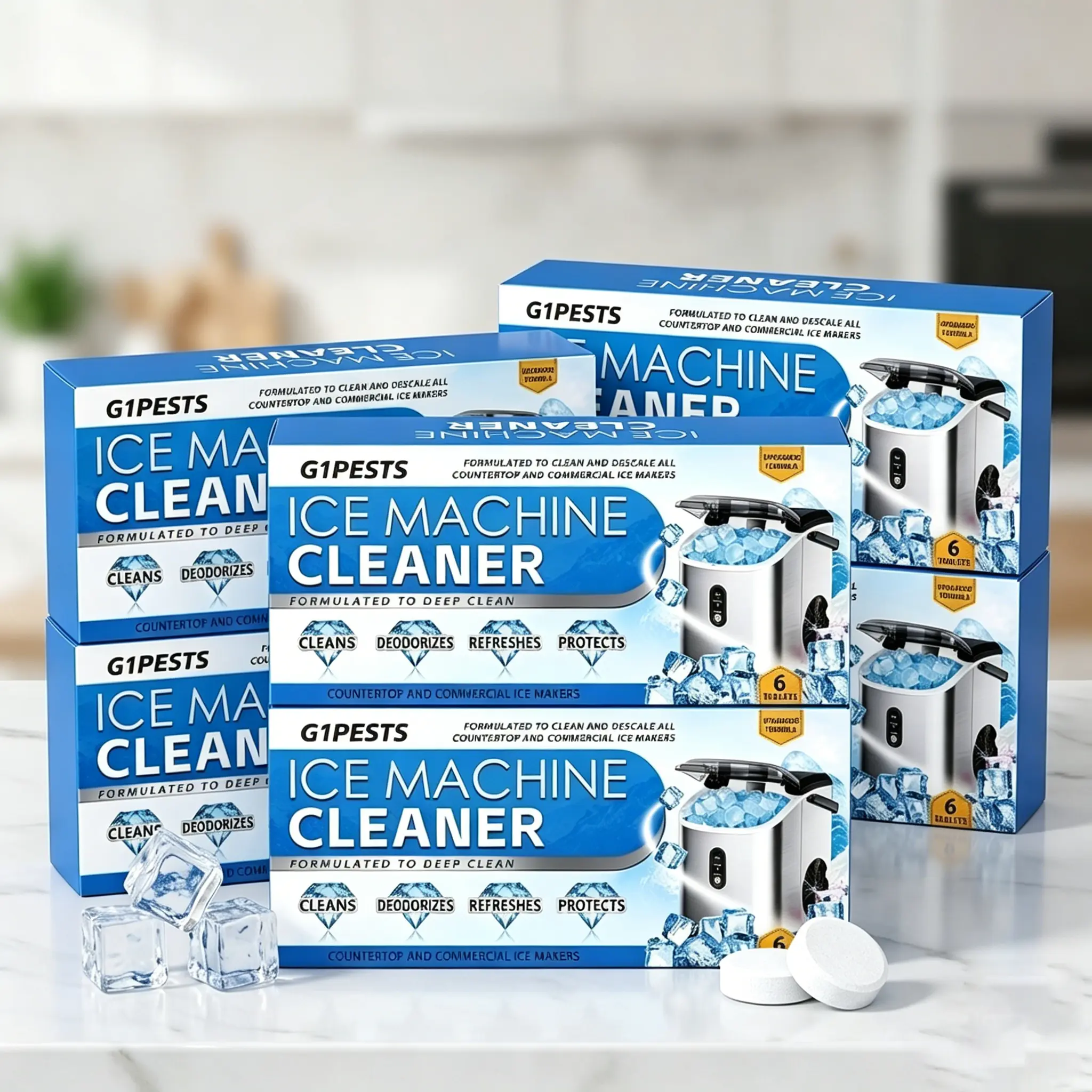 Universal lce Machine Cleaner Tablets 6-Pack, Nickel-Safe Descaling Solution for All lce Makers, PowerfulScale Remover for Countertop lce Maker & Nugget lce Maker, Universal lce Machine Cleaner to ExtendMachine Life & Keep lce Fresh & Clean