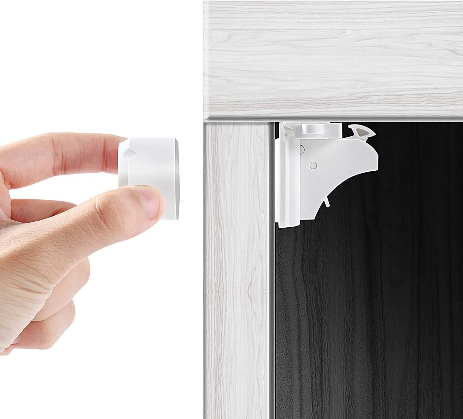 Vmaisi Adhesive Magnetic Cabinet Locks and Baby Proofing Kitchen Safety Drawers Latches(8 Locks and 2 Keys)