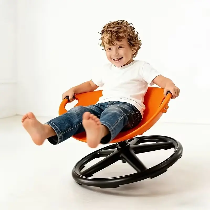 Heavy-duty Ergonomic Rotating Sensory kids Chair with Non-slip Metal + Wave Base, Durable Plastic Construction, Open Back Support. Suitable for Home, Sports Facilities, and Training Centers. Enhances Coordination and Focus. Easy Assembly, No Power