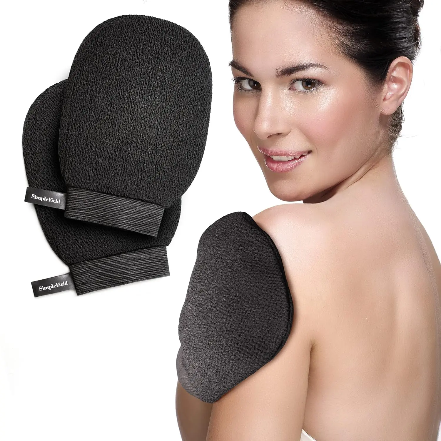 Korean Exfoliating Mitts, 2 Pack - 100% Viscose Kessa Body Scrubber Glove for Deep Exfoliation, Dead Skin Removal, Keratosis Pilaris & Self Tan Removal, Accessories, Hand, Bath, Exfoliating Bath Tool, Beauty Products