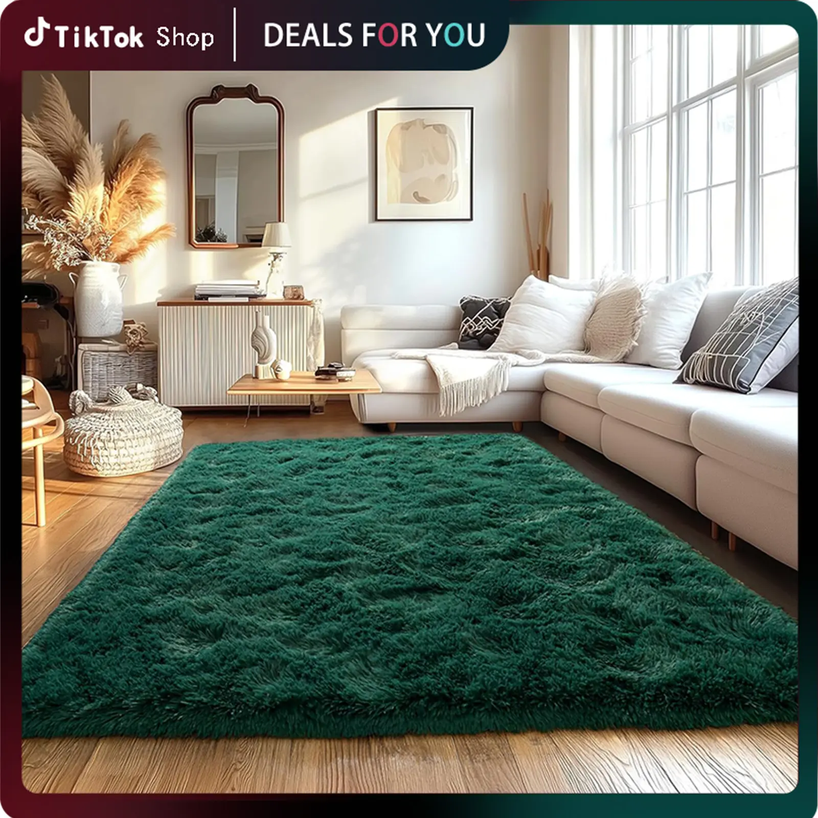 【Summer Sale Deals】【Moving Season】REZUTAN Ultra-Soft 4x6 Area Rug for Bedroom Living Room, Cozy Modern Indoor Carpet with 3-Layer Structure, Non-Slip & Washable, Stylish Minimalist Design for Home Decor