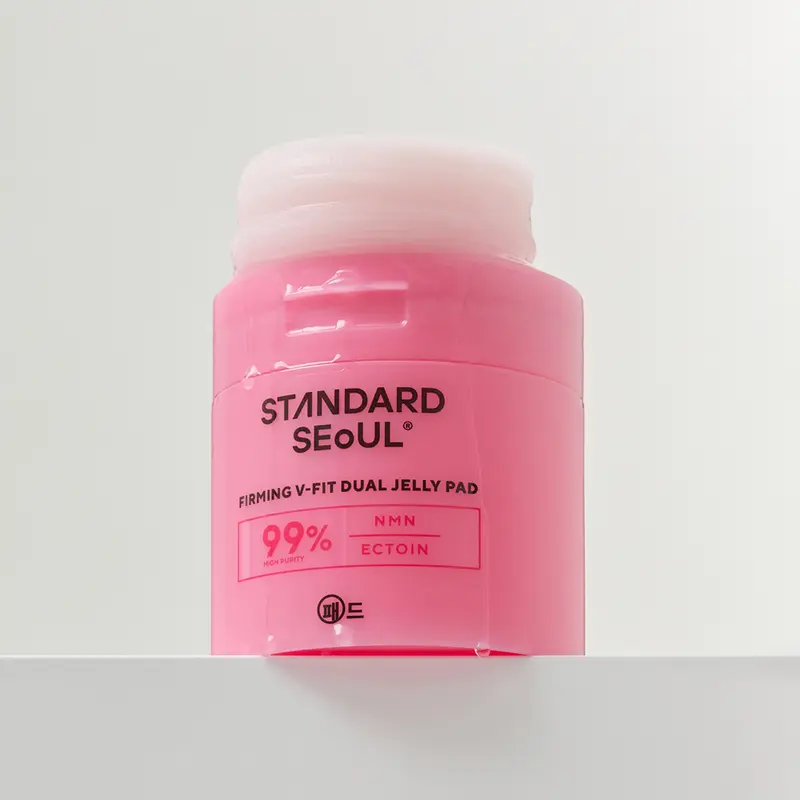 STANDARD SEOUL Firming V-Fit Dual Jelly Toner Pads - Adults, Sensitive Skin, NMN + PDRN + Collagen, Dual Sides, Cooling De-Puff, Clinically Tested Pore Care, Wrinkle Care, Cooling Prep, Cruelty-Free, Alcohol-Free, All Skin Types, 60 Pads