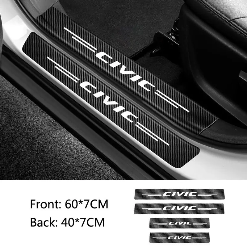 Car Door Sill Protective Stickers, Vinyl Scuff Plate Decals for Honda Civic, Door Entry Pedal Guards, Auto Accessories