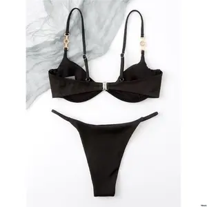 tiktokSwimSummerBeachRibUnderwireThongBikini