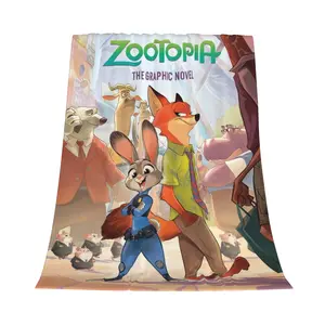 [SummerVibes] DISNEY CLASSIC Zootopia Blanket, Nick & Judy Cartoon Style Soft Flannel Fleece Throw Blanket for Kids Adults, Themed Blanket for Bed Couch Sofa, Perfect Gift for Zootopia Fans