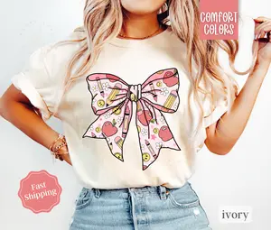 Teacher Bow Shirt Comfort Colors, Back To School Teach Tshirt, Oversized Crewneck Tee, Gift for Her