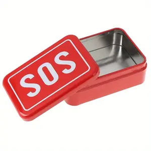 Portable SOS Tin Medicine Pill Storage Case Lid Container for Outdoor Survival Gear Kits Set Emergency Kit First Aid Pill Box First-aid Kit Emergency Supplies
